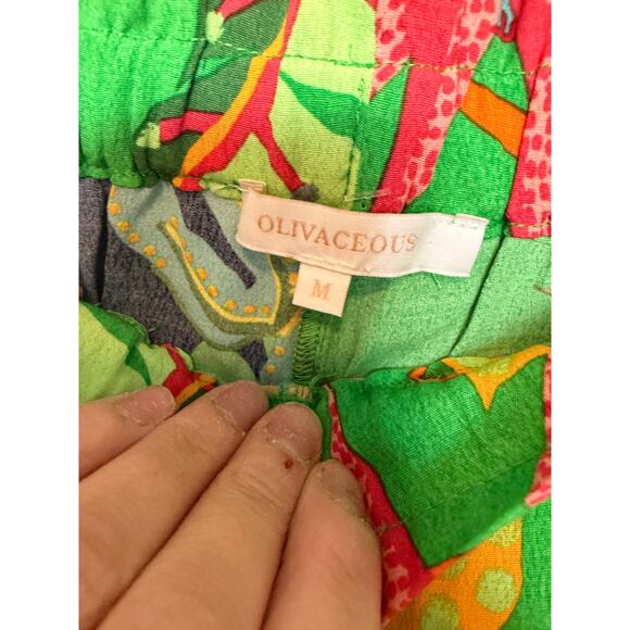 Oliviaceous Women's Medium Multicolor Tropical Print Elastic Waist Pocket Pants - Picture 8 of 10